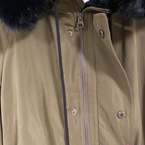 Dylan Tara Hooded Zip Up Green Jacket w/Faux Fur Detachable Hood Size M NWT - Picture 5 of 12